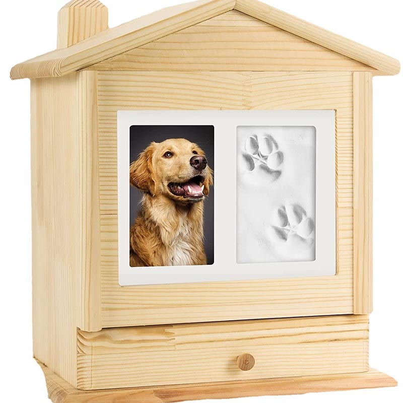 Pine Pet Urna lignea cum pictura Frame